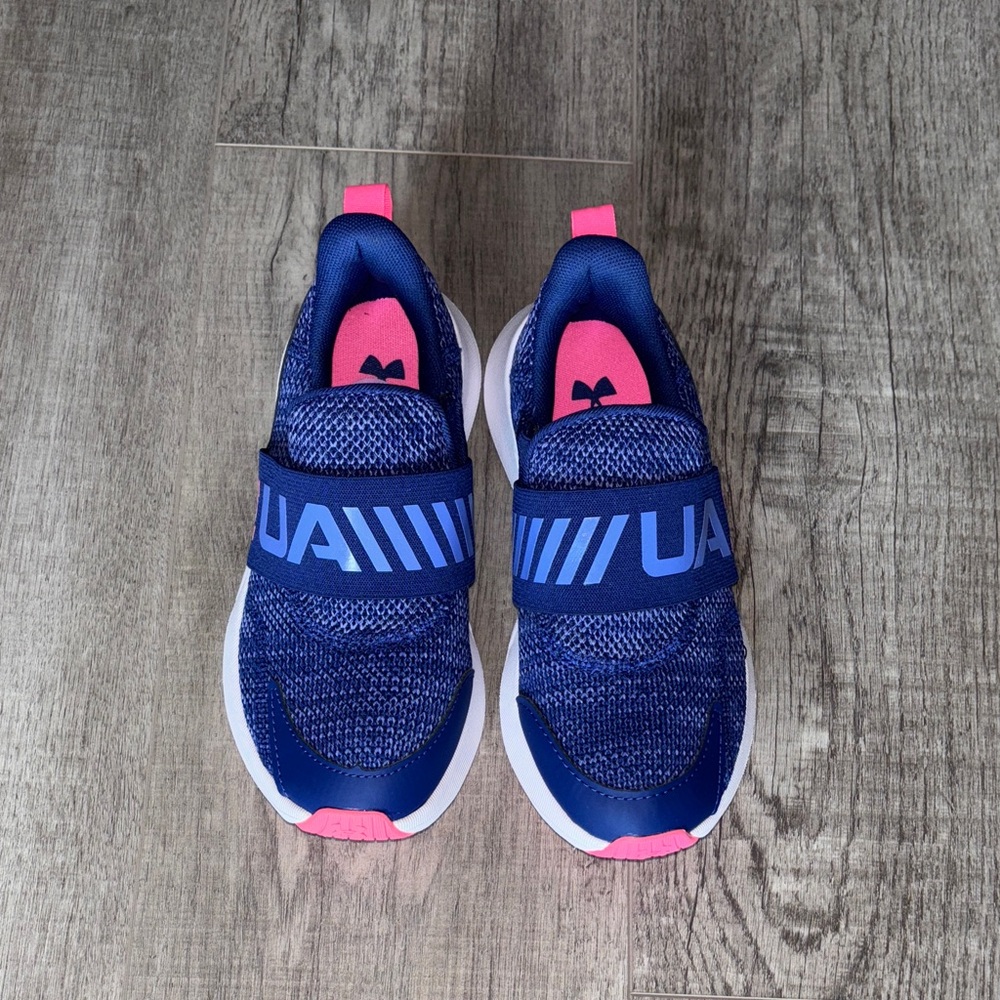 Under Armour Kids' size 3.5 - Blue and Pink slip on Sneakers